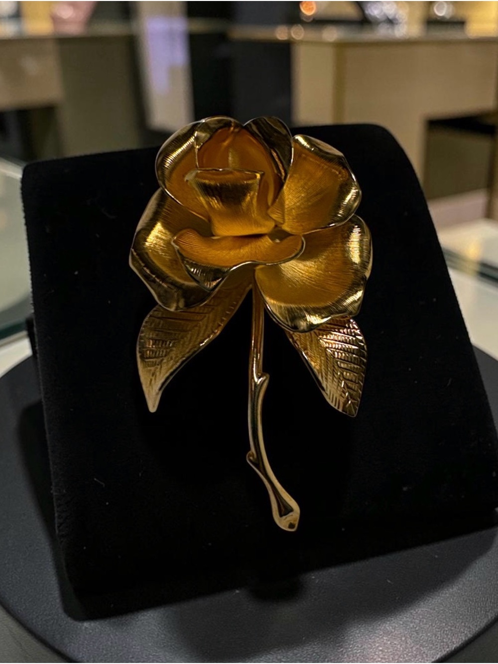 Vintage Gerrito Gold-Tone Rose Brooch